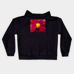 Dimensional Red Radiance of the Dahlia Kids Hoodie